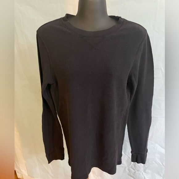 Men’s medium Arizona Jeans Co. ribbed long sleeve crew neck black shirt - Picture 1 of 6